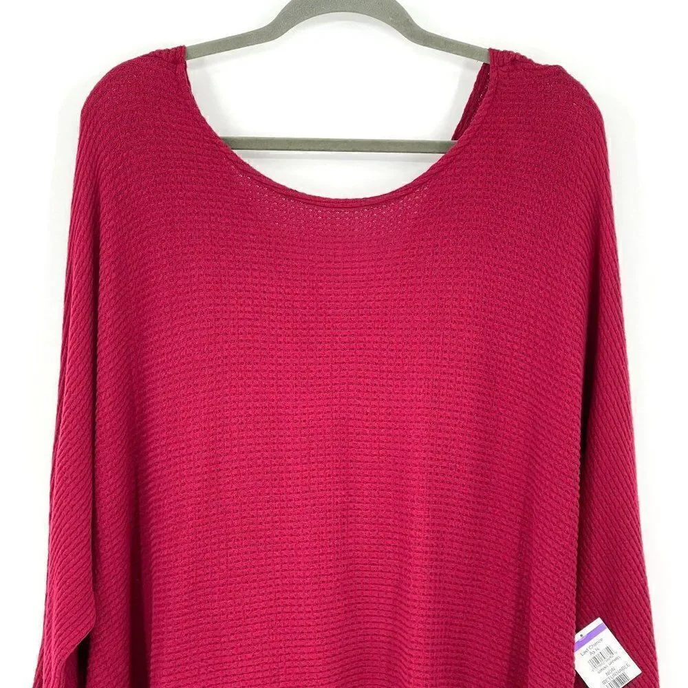 1.State‎ Twist Back Pointelle Burgundy Sweater Long Sleeves Soft Women XL NWT